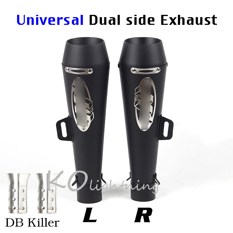 Universal Motorcycle Exhaust Pipe Tip Muffler Left & Right Side Exhaust Tail Pipes Slip On 38-51mm Dirt Bike ATV