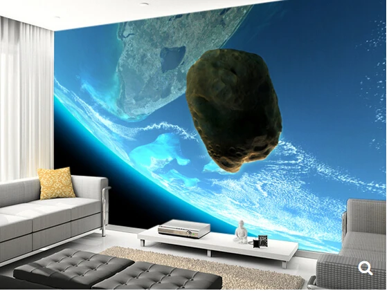 Custom universe wallpaper,Meteor tumbling towards earth,3D photo murals for living room bedroom backdrop waterproof wallpaper