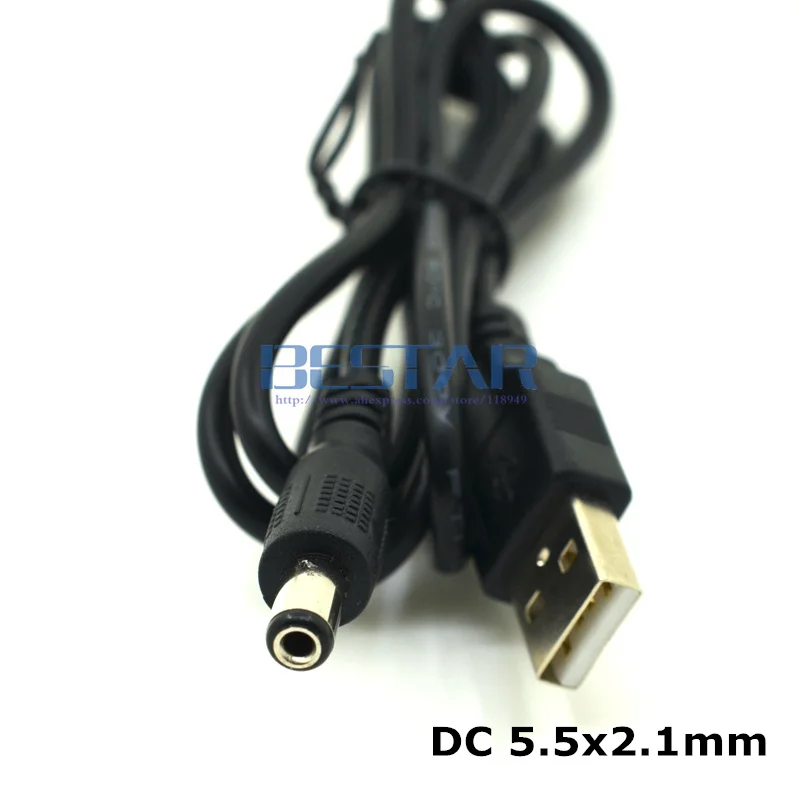 USB 2.0 to DC 5.5*2.1 mm Elbow tubular 5 Volt Right Angled 5.5 x 2.1 mm 5.5/2.1 5.5x2.1 Barrel Jack Power charging Cable 1m 3ft