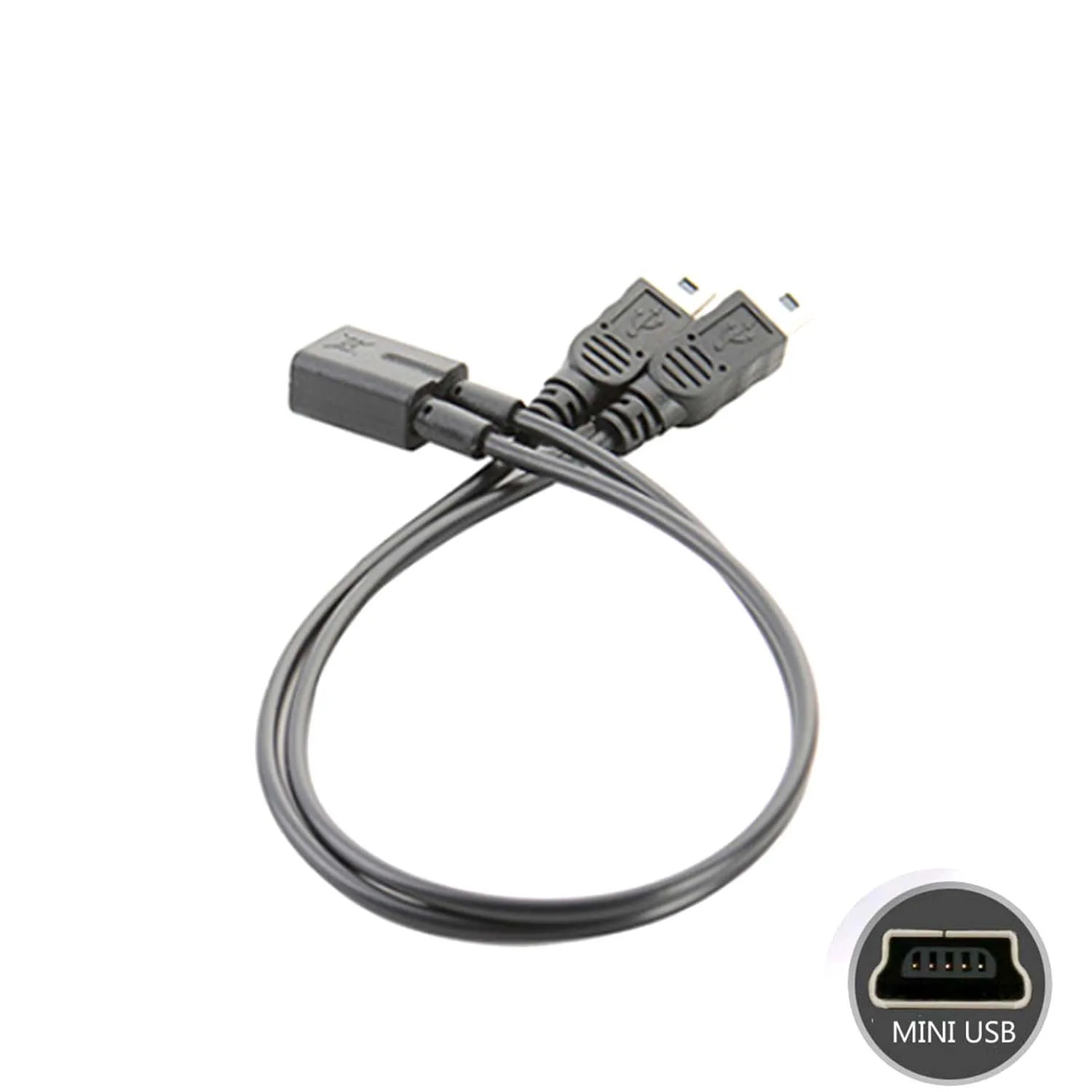 Mini USB Female To Dual 2x Male Splitter Y Extension Charger Adapter Cable For two gps phone device