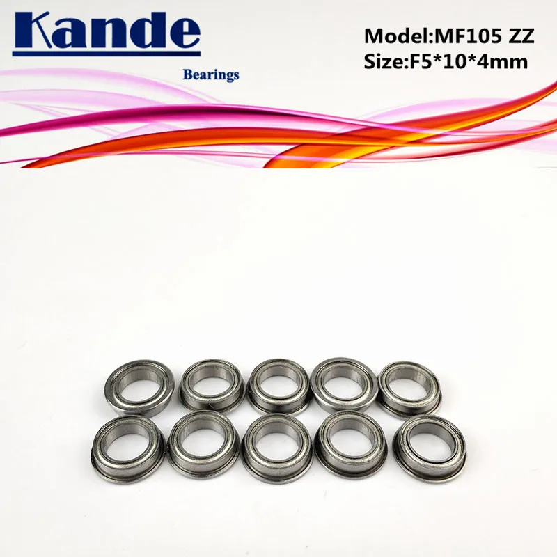 Kande Bearings 10PCS MF105ZZ MF105 MF105 ZZ   Miniature Flange Bearing F5x10x4mm