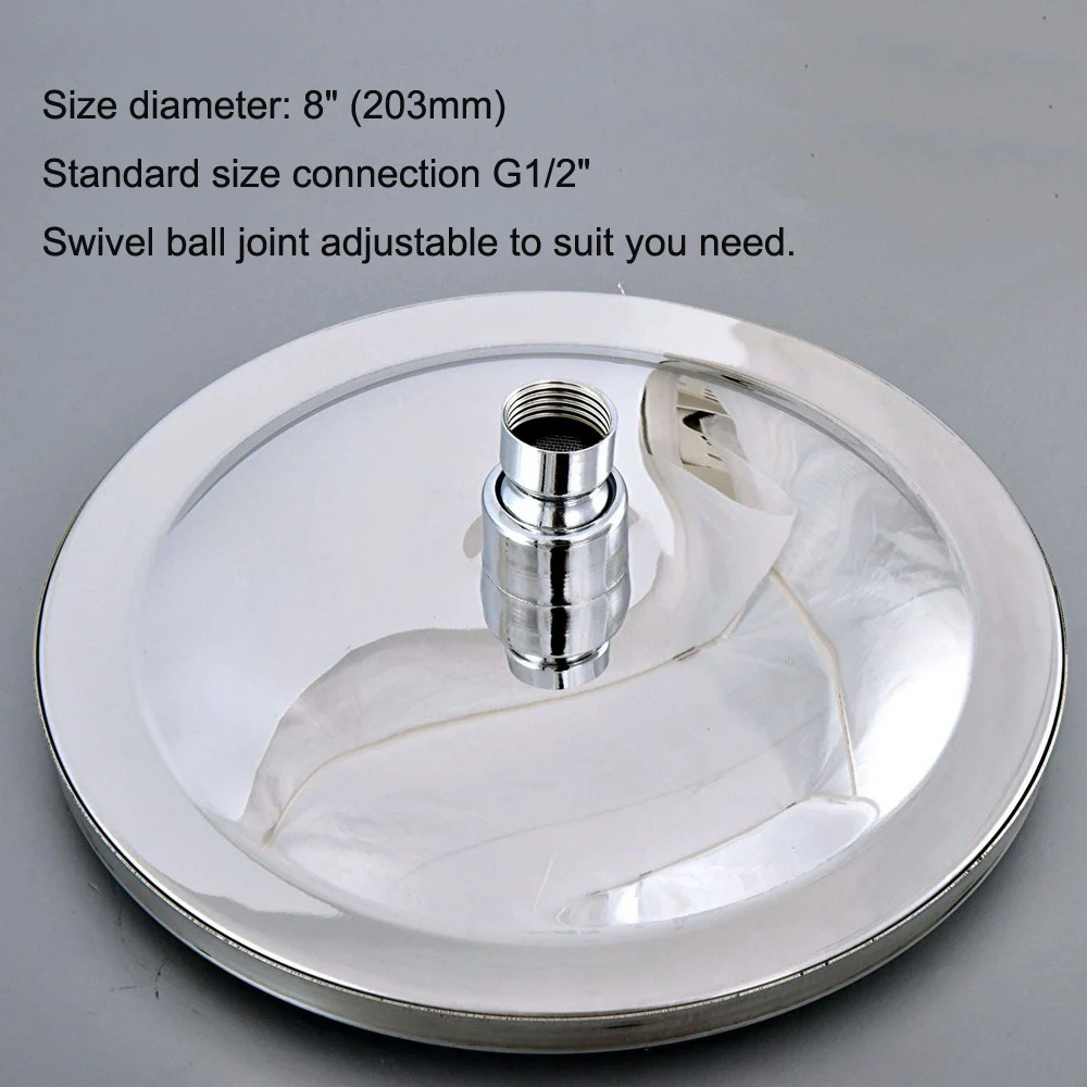 Polished Chrome 8 inch Round Shower heads Rainfall Shower Head Rain Shower Heads Bathroom Top Sprayer Bsh238