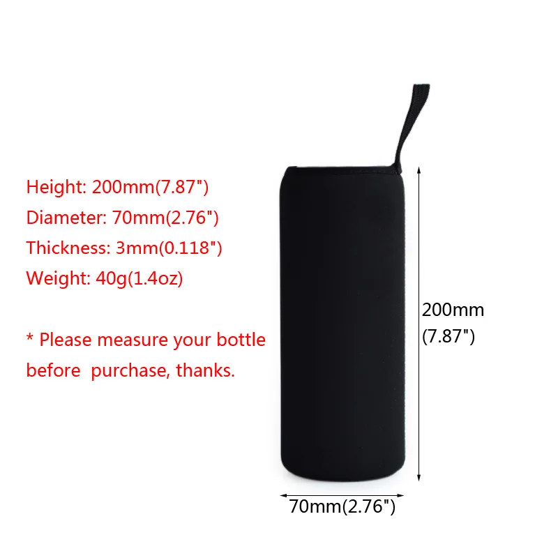 HOSHIZORA Sport Water Bottle Holder Cover Neoprene Insulator Sleeve Bag Case Pouch 20x7cm for 750mL/25oz Single Wall Bottle