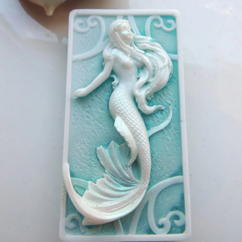 

PRZY silicone mermaid in sea foam scented vegetable based beach handmade soap cake decoration candle mold