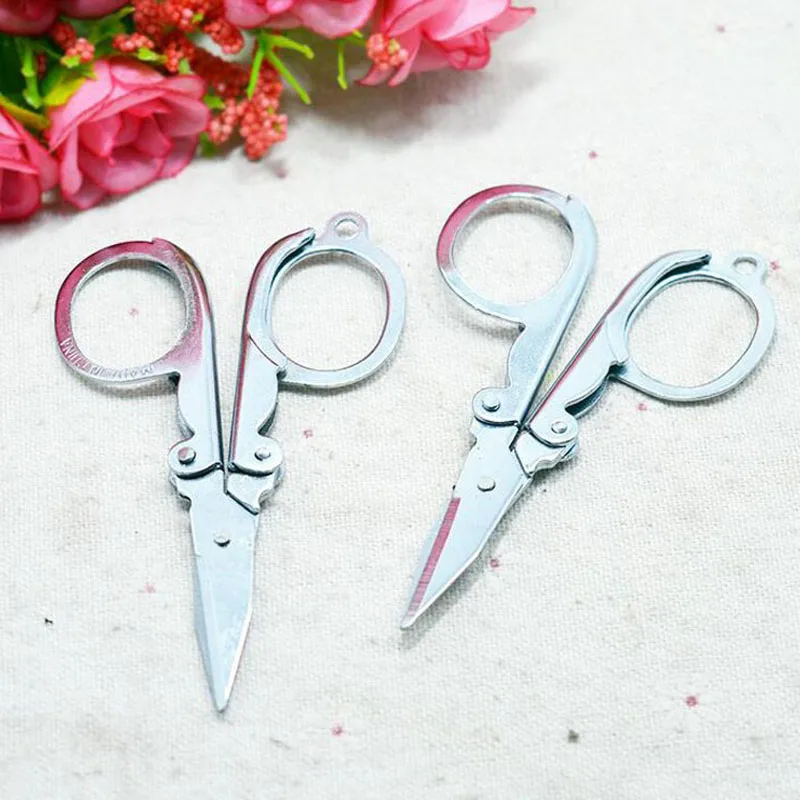 200pcs Stainless Steel Folding Foldable Mini Scissors For Travelling Small Cutter Crafts Pocket Scissor Free Shipping ZA5287