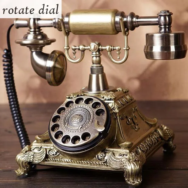 European Fashion Vintage fixed Telephone revolve Dial Antique Telephones Landline Phone For Office Home Hotel made of resin