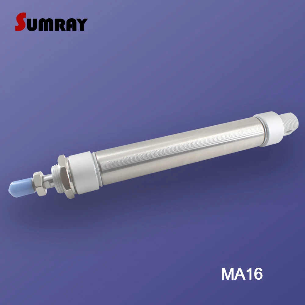 SUMRAY MA Type Pneumatic Cylinder 16mm Bore 25/50/75/100/125/150/175/200/250/300mm Stroke Stainless Steel Pneumatic Air Cylinder