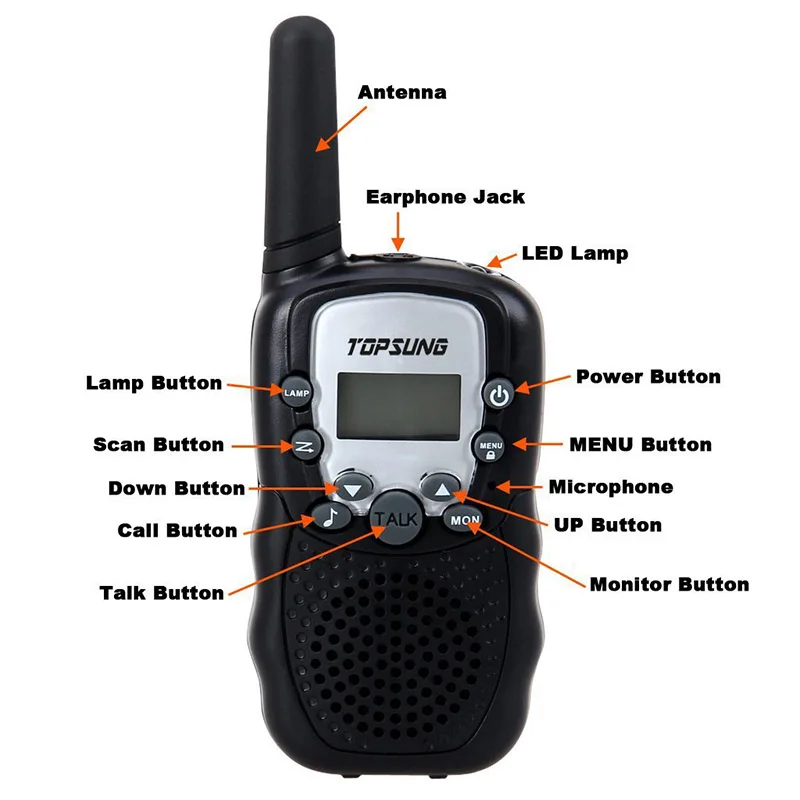 New portable pair walkie talkies t388 radio walk talk FRS/GMRS 2-way radios transceiver transmitter 22CH w/ flashlight