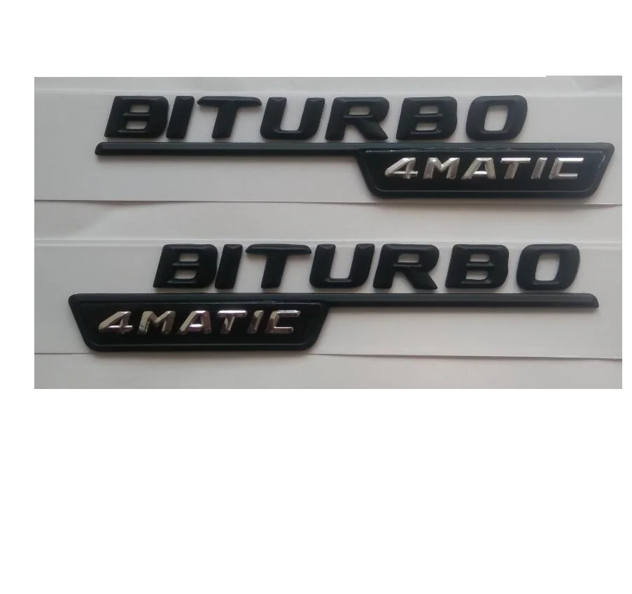 

3D Matte Black " BITURBO 4MATIC " ABS Plastic Car Fender Sides Letters Decal Sticker for Mercedes-Benz AMG