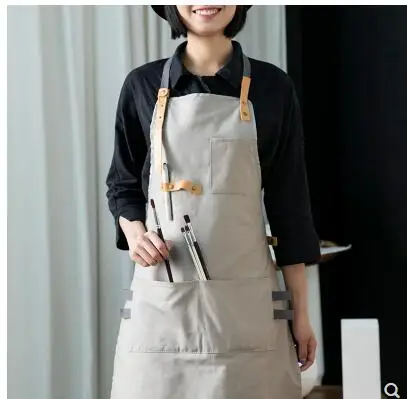 Apron denim fashion cafe tea shop Chinese food waiter men and women hairdressing overalls painting