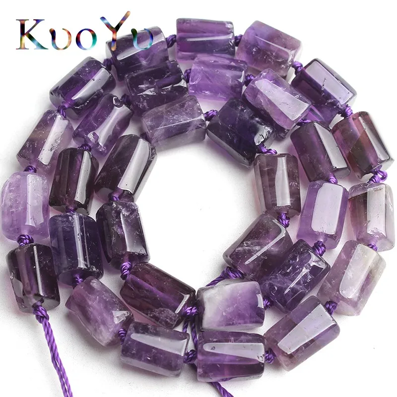 8x11mm Natural Faceted Purple Amethysts Stone Beads Cylinde Shape Gem Loose Spacer Bead For Jewelry Making DIY Bracelets 15