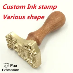 Custom Brass Ink Stamp wood handle,Personalized logo custom design,league DIY gift,various shape and High Quality