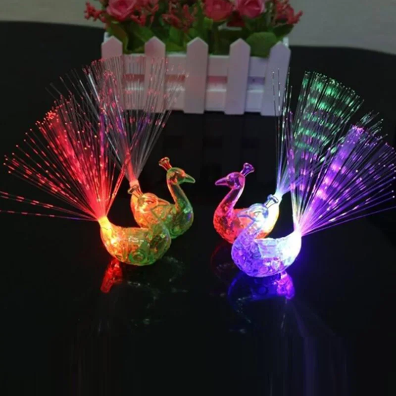 luminous toys Peacock Finger Light Glow Ring Colorful LED Light-up Rings Party Gadgets Kids Intelligent Toy for children's gift