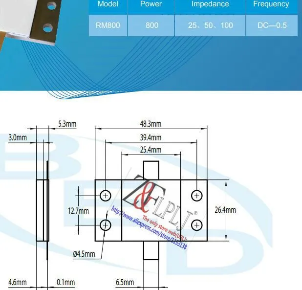 Microstrip resistor 800 watts 100 Ohms DC-0.5 GHZ / 800W 100R RM800-100 800Watts dummy load resistor New Original 1PCS/LOT