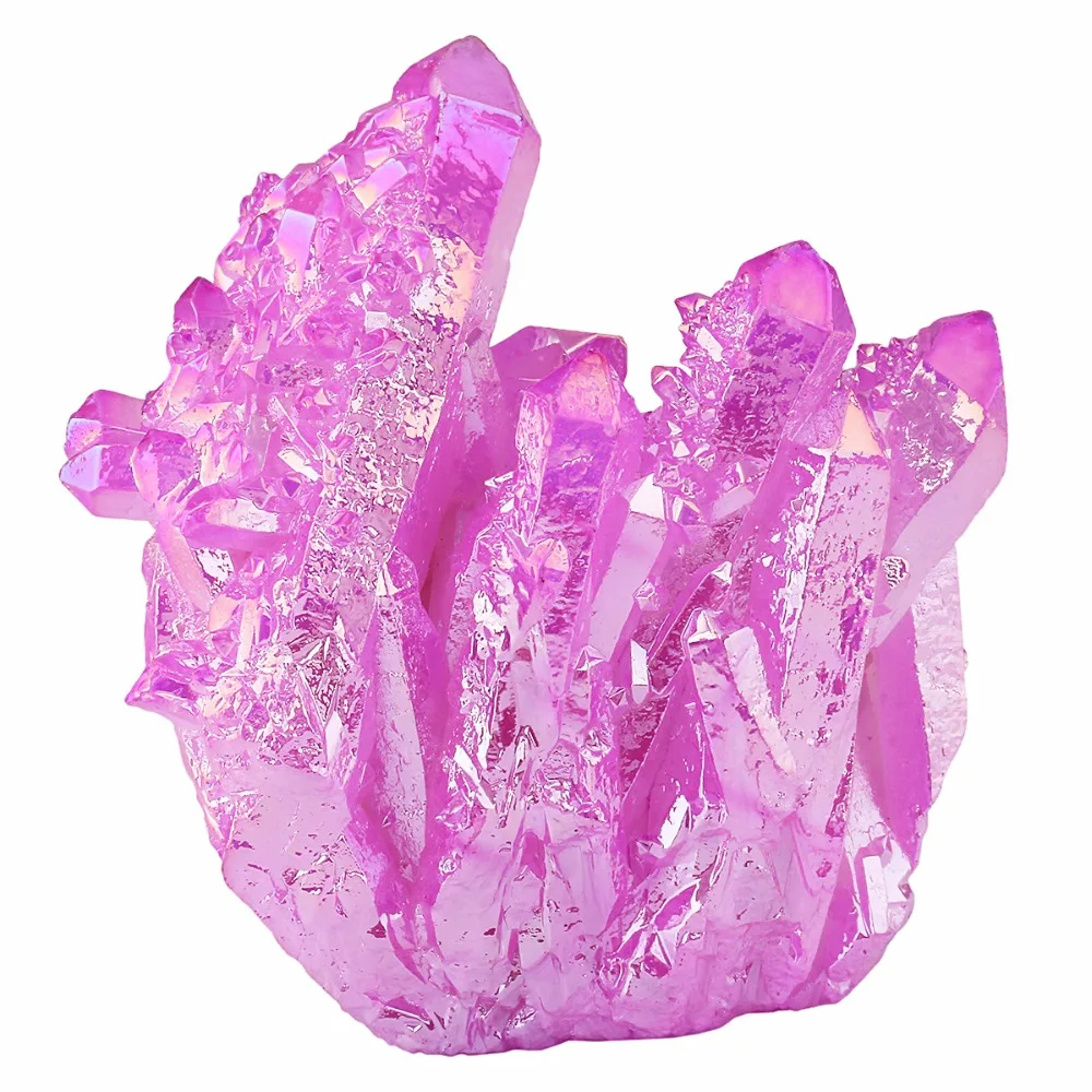 TUMBEELLUWA Purple Angel Aura Titanium Coated Natural Crystal Cluster Stone Specimen Figurine