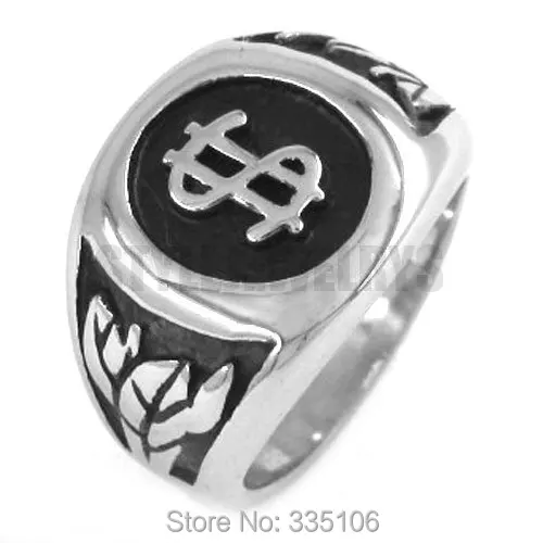 Free Shipping! US Dollar Sign Ring Stainless Steel Jewelry Fashion Tribal Motor Biker Ring SWR0227