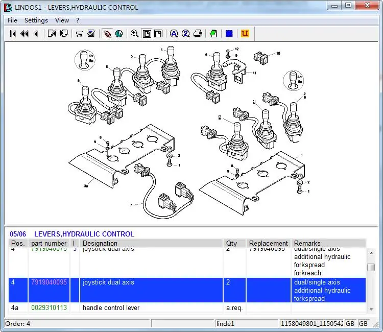 Wózek widłowy Linde część 7919040095 joystick podwójna oś używany na 115 1123 elektryczny wózek wysokiego składowania R10 R12 R14 R16 R18 R20 nowe części zamienne