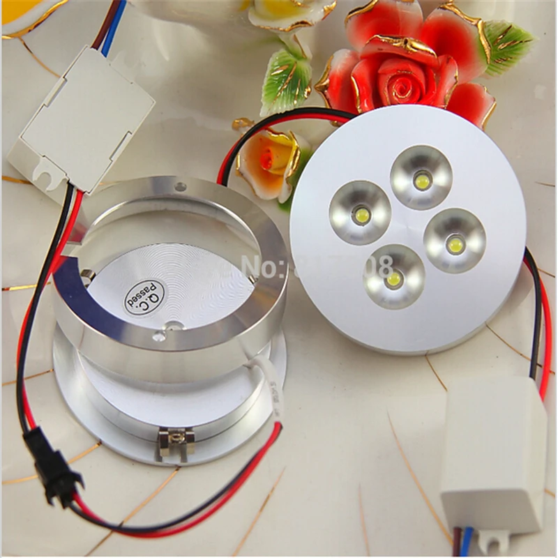 12PCS/Lot 4W Dimmable LED Under Cabinet Puck Light Ceiling Downlight High Quality LED Cabinet Light With Driver