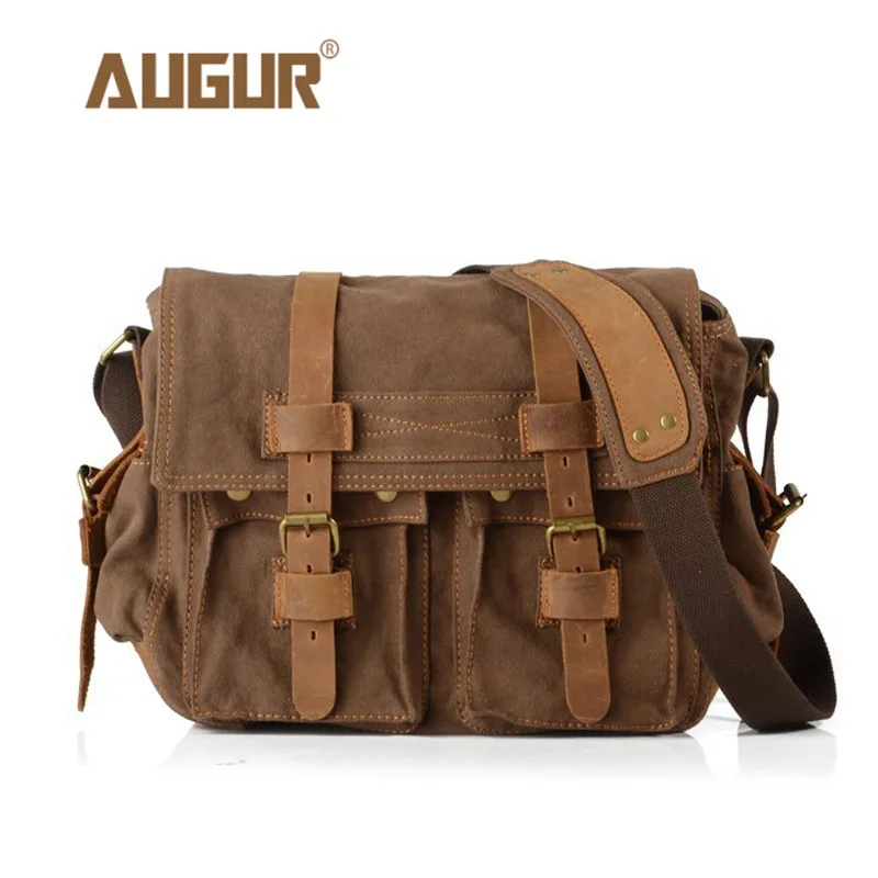 2020 Canvas Leather Crossbody Bag Men Military Army Vintage Messenger Bags Large Shoulder Bag Casual Travel Bags