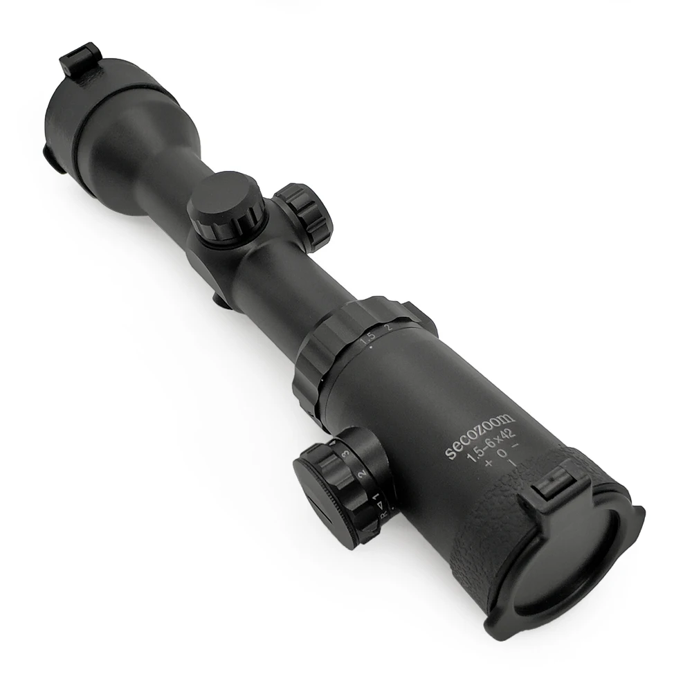 Riflescope 1.5-6x42 Compact Hunting Scopes Tactical Large objective lens  FMC Water Shock proof natural vision telescopic sight