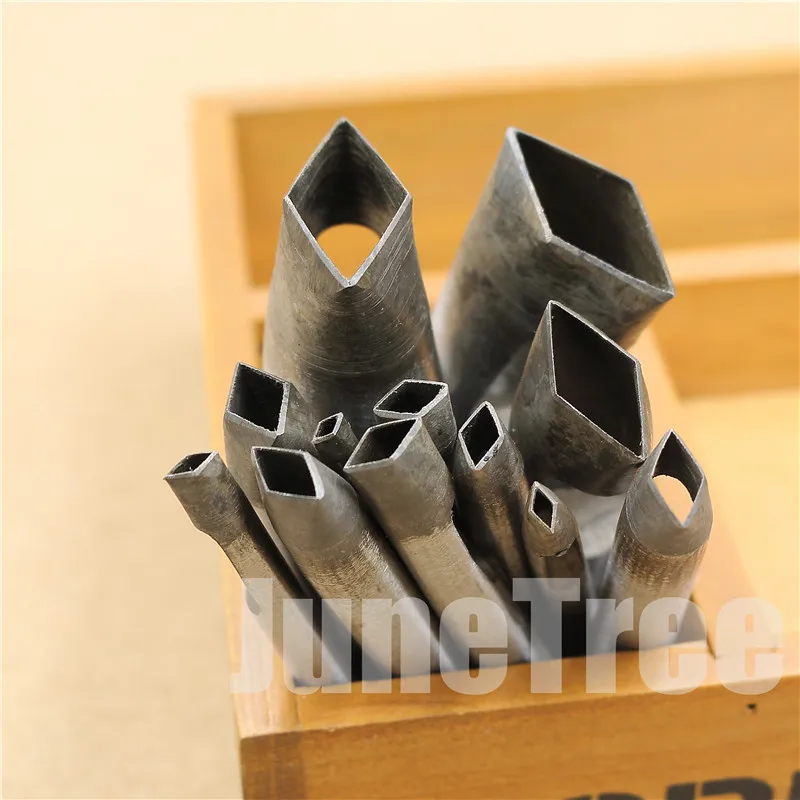 leather craft Steel Hollow diamond Punch Tool for Leather Plastic Wood Belt Hole flower punch Leathercraft Tool 9pcs set