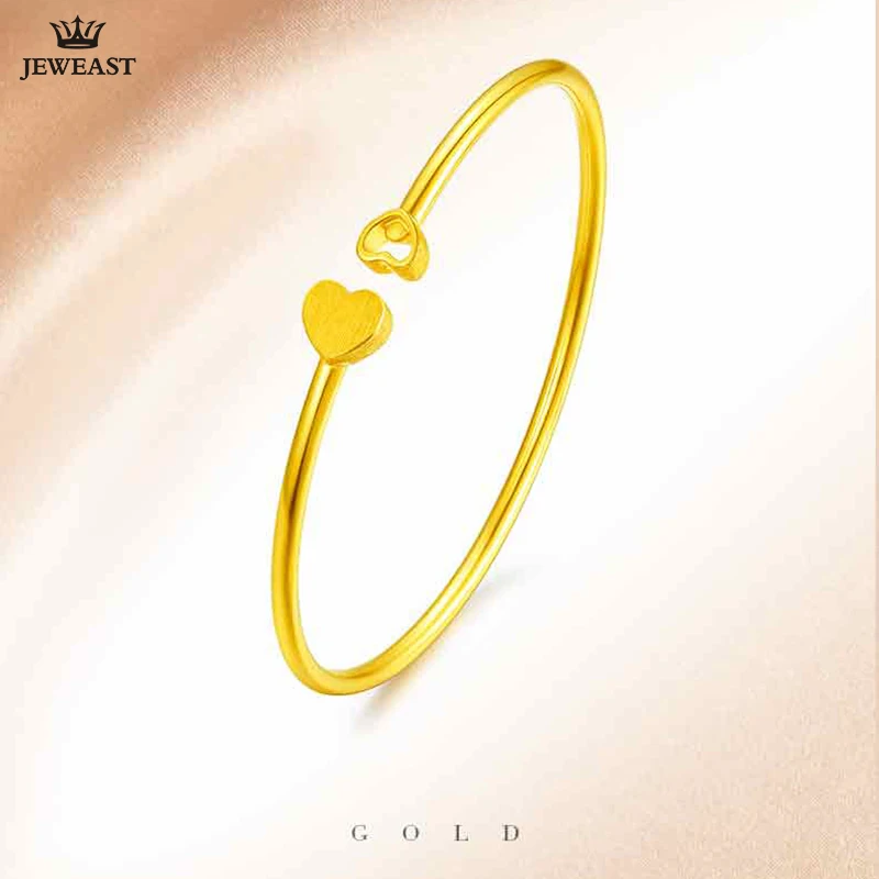 

24K Pure Gold Bracelet Real 999 Solid Gold Bangle Simple Upscale Heart Elasticity Trendy Classic Fine Jewelry Hot Sell New 2023