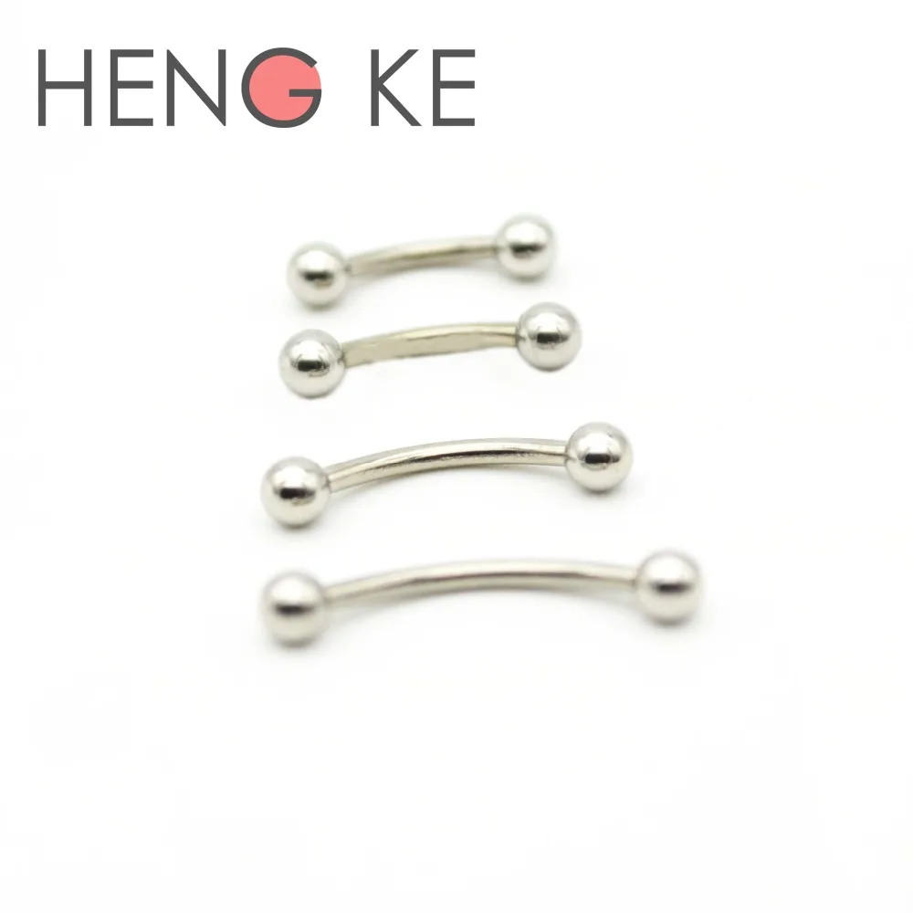 100pcs Surgical Steel Eyebrow Ring Bars Curved 1.2mm Barbell 6mm 8mm 10 12 14 16 Body Piercing Jewelry 16 Gauge Belly Bar