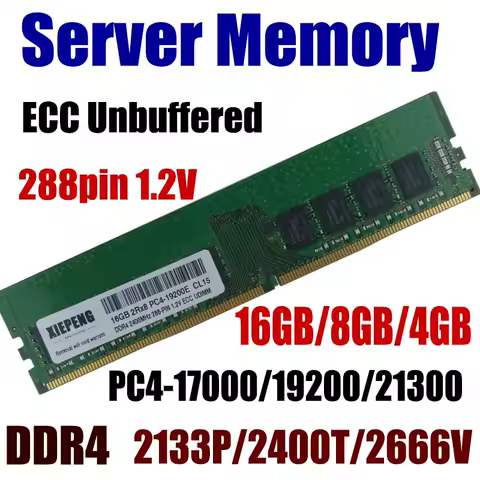 Workstation RAM 16GB PC4-21300 2666MHz ECC Unbuffered 8GB DDR4 2400 19200 4GB 17200 2133 MHz 288pin 1.2V Server Memory