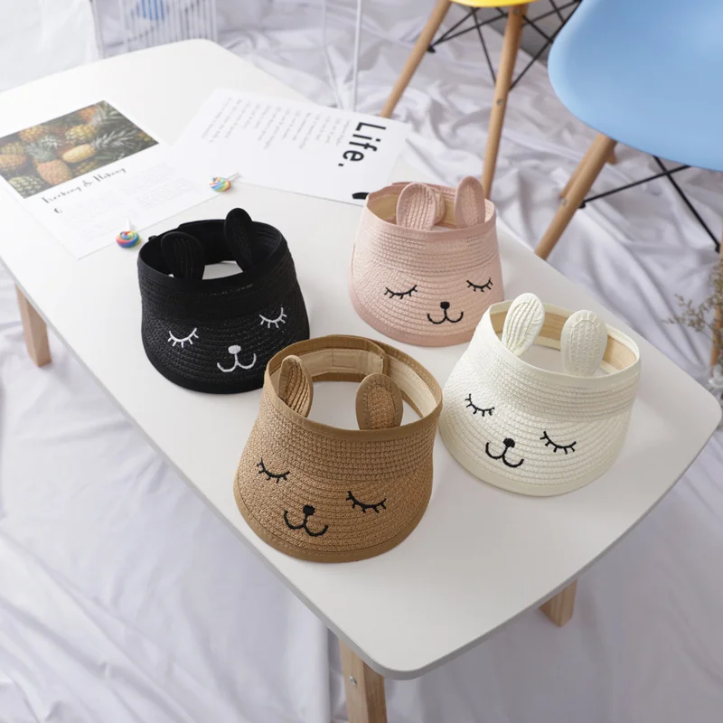 COKK Children Straw Hat Summer Hats For Baby Girl Boy Kids Sunshade Sun Visor Top Cartoon Floppy Sun Hat Beach Cap