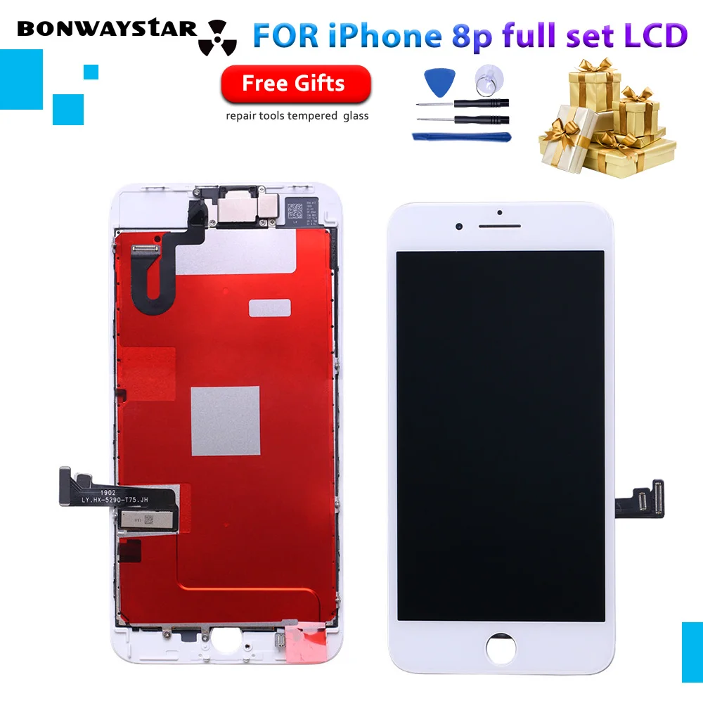 3D Touch Screen For iPhone 8P LCD Display Touch No Dead Pixe Screen Digitizer Full set Assembly Complete LCD front camera +tools