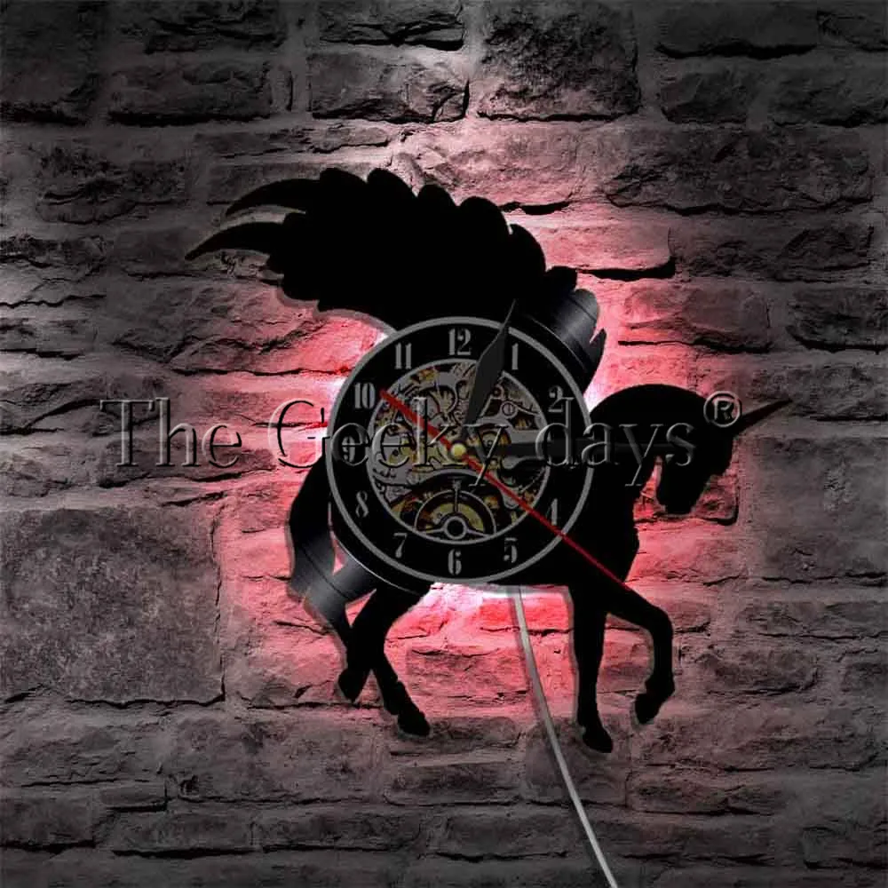 LED Unicorn Sign Wall Light Vintage Flying Horse Illuminated Display Emblem Lamp Animal Night Light Unicorn Lover Gift