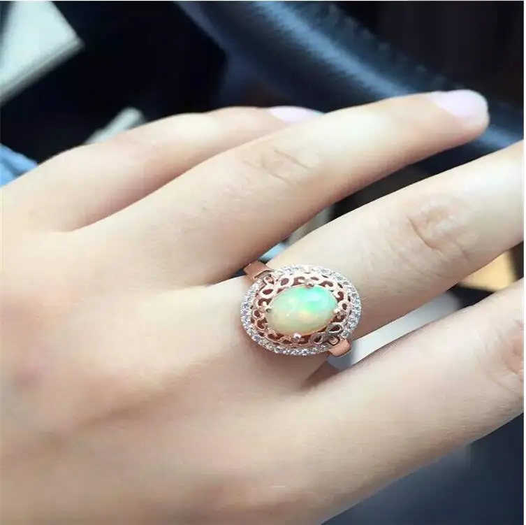 

Natural OPal ring Fashion Ring REAL S925 sterling silver inlaid Natural OPal ring 8*10