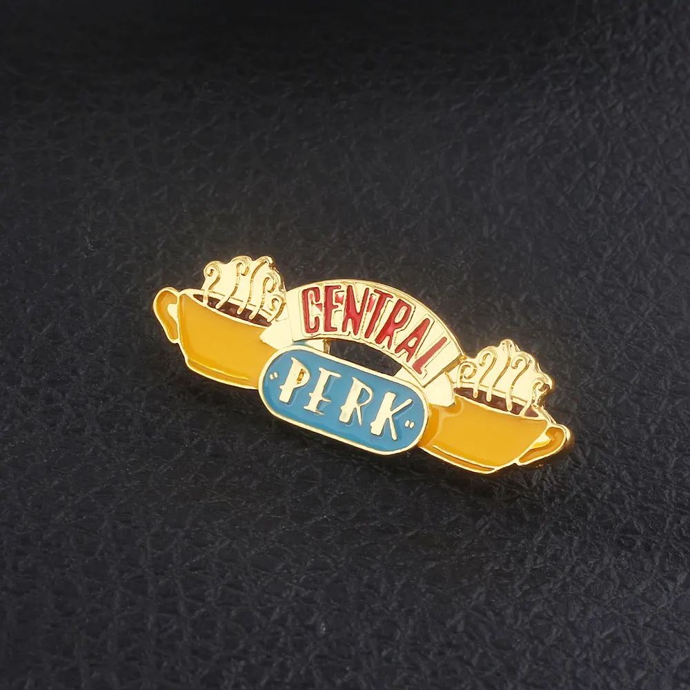 TV Show Friends Chandler Figure Badge Brooch Central Perk Coffee Time Pendant Enamel Pins Brooches Women Men Lapel Pin Jewelry