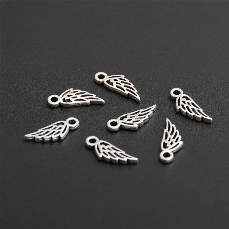 100pcs Silver Color Angel\'s Wings Pendant Women Jewelry Fantasy Charms Pendant & Necklaces Pendant For Jewelry Accessories A2752