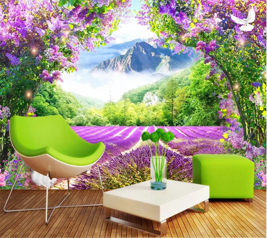 

beibehang Custom wallpaper 3d stereo mural fresh lavender flower vine arch TV background wall living room bedroom 3d wallpaper