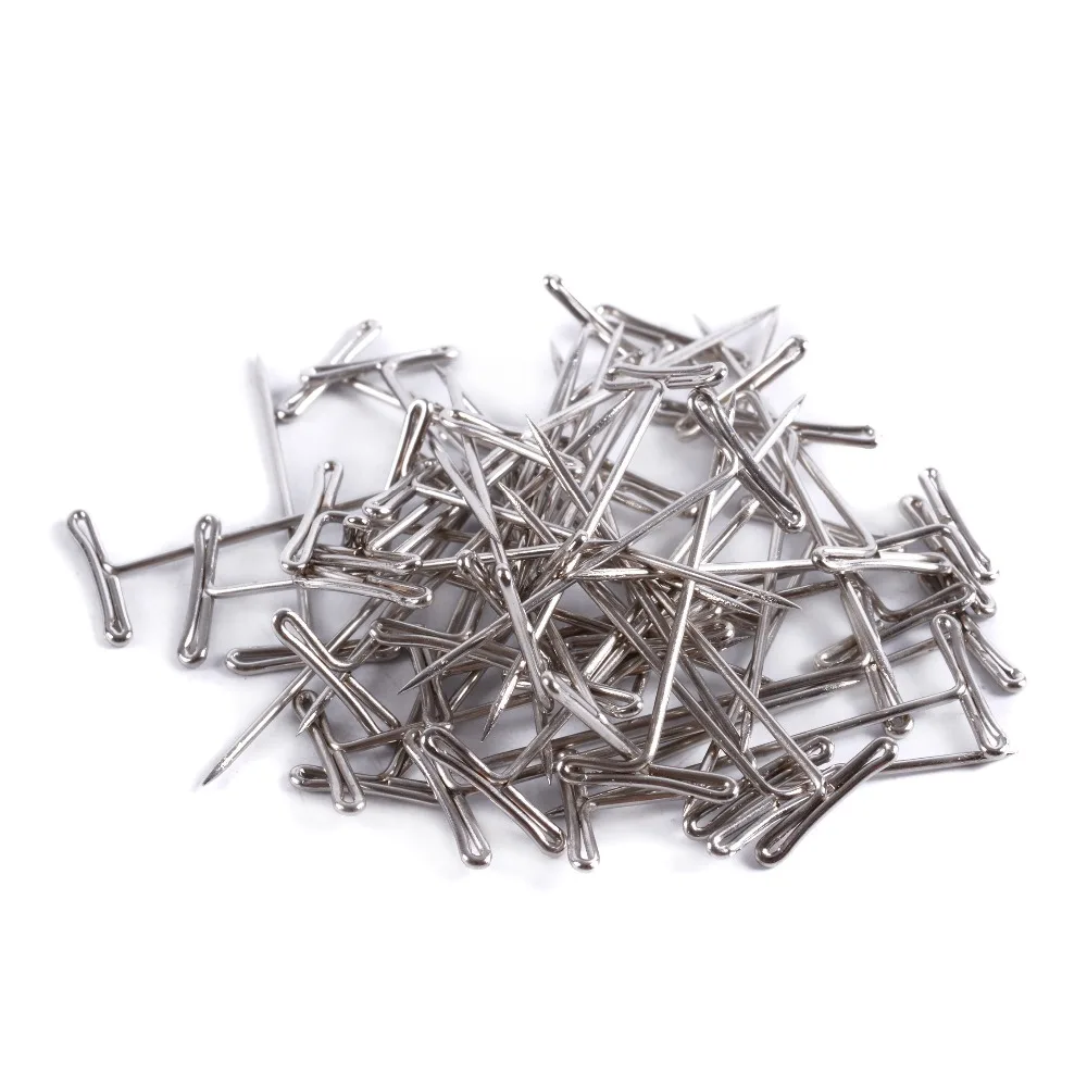 50Pcs T-PINS (25mm) für Perücke Auf Schaum Kopf Stil T Pin Nadel Brasilianische Indische Mannequin Kopf Typ Nähen Haar Salon