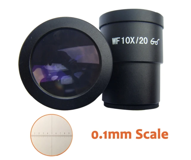 

WF10X/20mm Hight Eyepiont Stereo Microscope Eyepiece Lens with 30mm Mounting Size Graduated Reading Scale Reticle Ruler 0.1mm