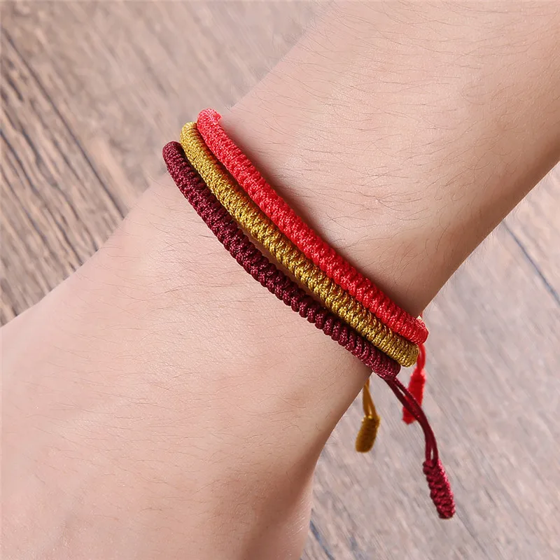 Tibetan Buddhist Lucky Charm Tibetan Bracelets & Bangles For Woman Men Handmade Knots Black Rope Amulet Bracelet Free Shipping