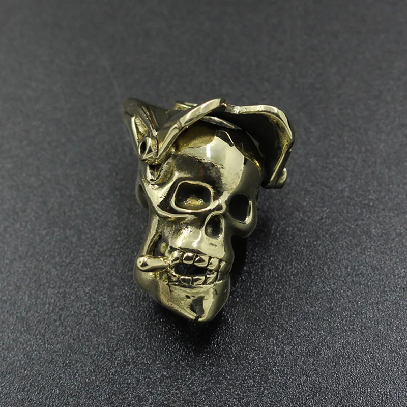 1PC EDC Brass Glasses Skull Knife Pendant Cigar Soldier  Personality Skull Hanging Keychain Accessories Tools Camping Equipment