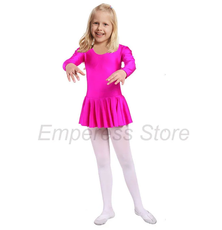 Vestido de balé mangas compridas para meninas, roupa de dança collant infantil, roupa de dança