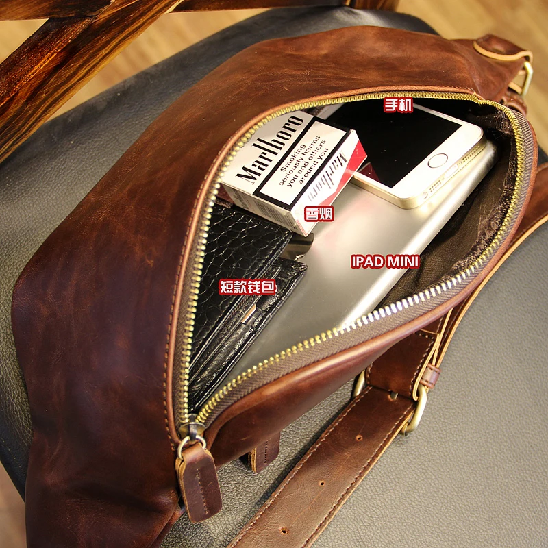 Vintage Taille Taschen männer Casual Taille Packung Geldbörse Handy Fall für männer Reise Gürtel Geldbörsen leder taschen brust pack