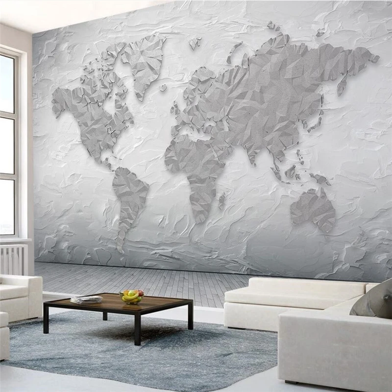 

beibehang Custom Wallpaper Stone Texture 3D Stereo murals World Map Simple Living Room TV Backdrop Wall papel de parede 3d mural