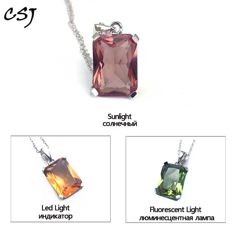 CSJ Classic Design Zultanite Pendant Sterling 925 Silver 10*14MM Created Sultanite Color Change Fine Jewelry Women Party Wedding