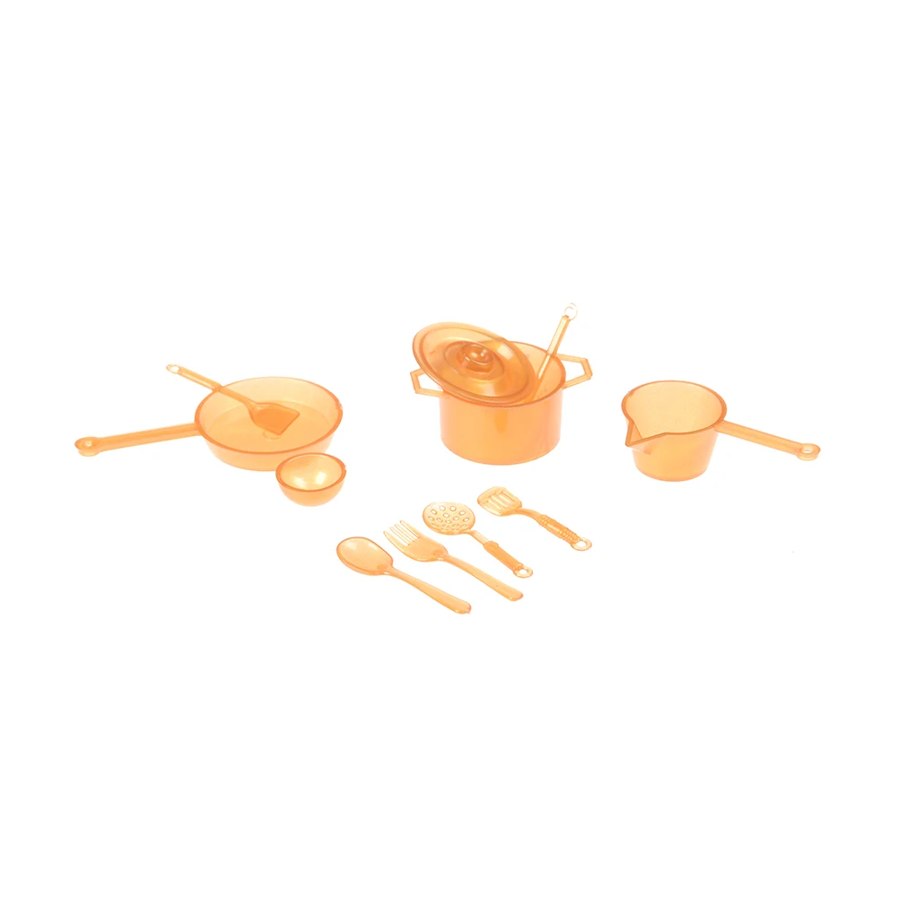 10pcs/Lot 1/12 Mini Tableware 1:12 Dollhouse Miniature Figure Fork Pot Kitchen Set Food Toys Accessories Dolls Pretend Play Toys