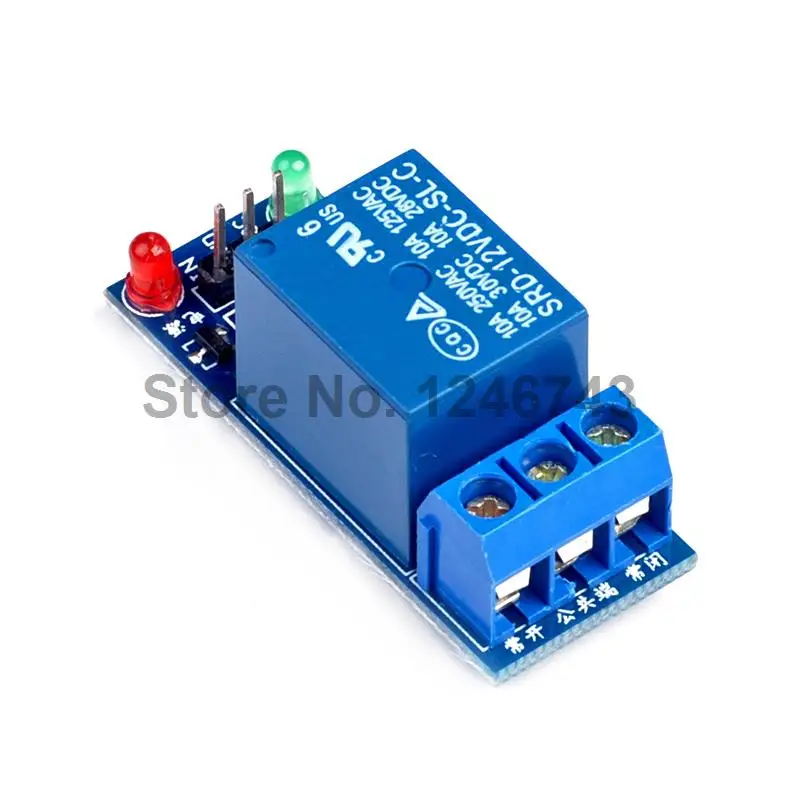 5V 12V 1 Channel Relay Module High Level Trigger with Light Blue Board