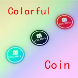 Colorful Coin (Half Dollar version) Magic Tricks One Coin to Three Color Change Appear Vanish Magia Close Up Gimmick Props Funny