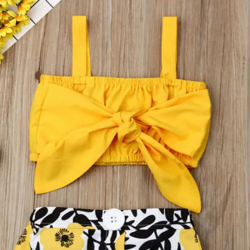 ¡Verano 2019! ropa para niños pequeños, ropa para niñas, Chaleco Corto, Tops, traje de falda, ropa para bebés, 2 uds.