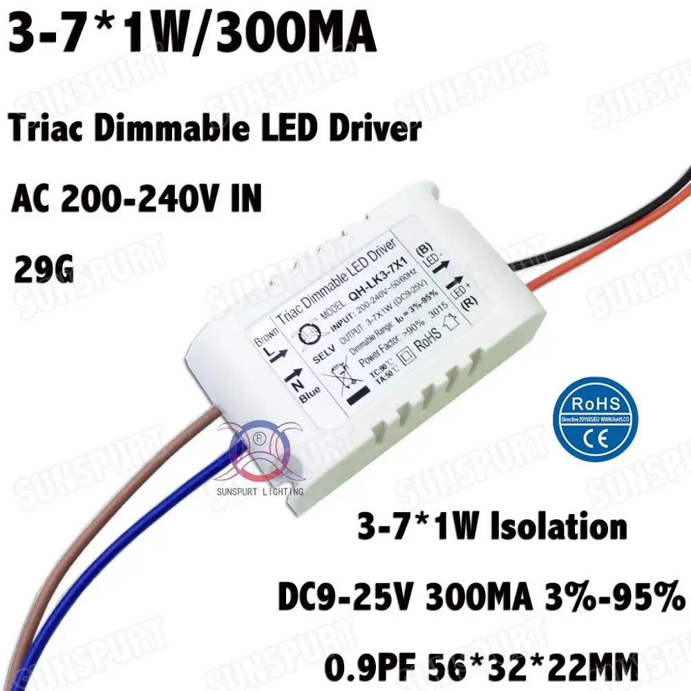 3-10 Pezzi LED Driver 300mA Isolamento SCR Dimmerabile 3-20 W 3-7x1W 7-20x1W DC9-68V All\'interno Costante Esterna Spedizione Gratuita corrente