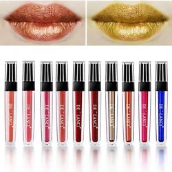 DE'LANCI 10 color Lip gloss Matte Liquid Lipstick Cosmetics Makeup Metallic Lipgloss