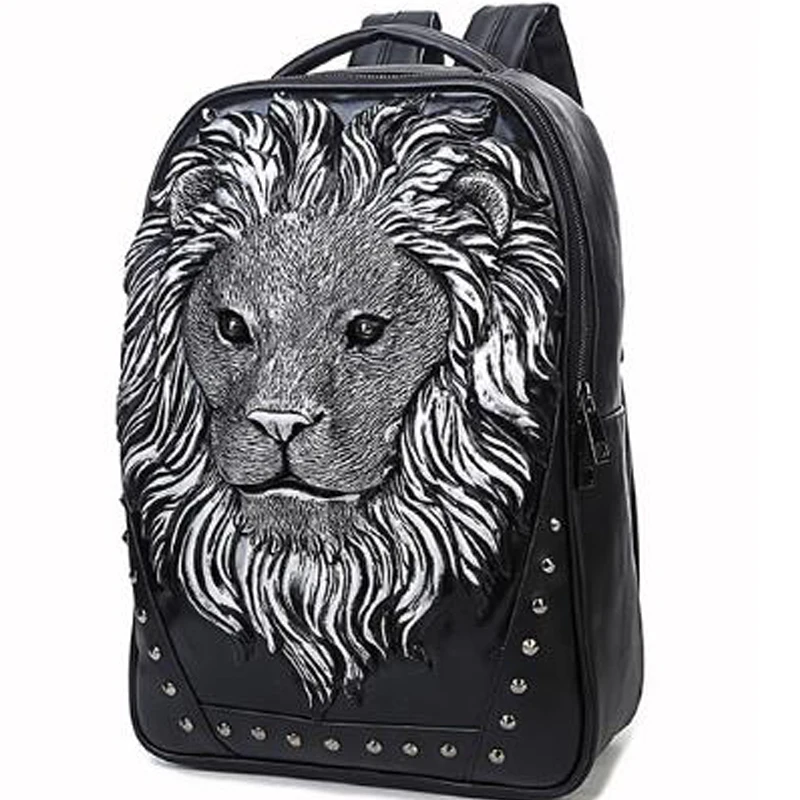 Imagem -02 - Mochila Feminina para Homens Mochila da Moda Feminina com Estampa 3d de Leão Rebite para Escola para Adolescentes Bolsa de Viagem